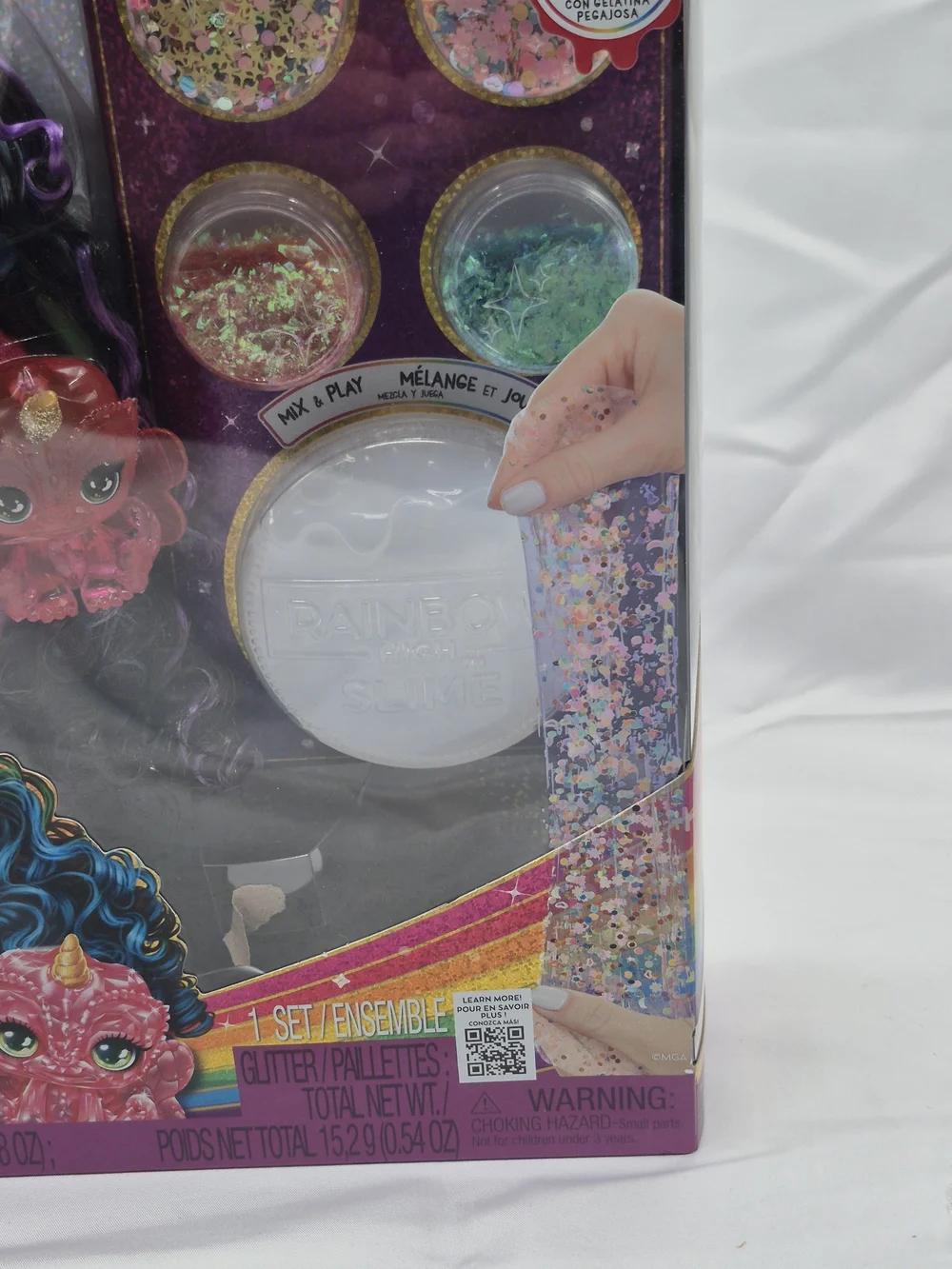 Rainbow Rainbow Shimmers Iris Bow Doll & Pink Slime Glitter Kit